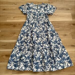 Anthropologie PETITE Somerset Maxi Dress Ivory Blue Floral L Petite